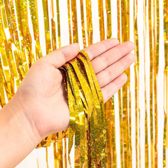 SYGA 1 Pieces 2x1 Meter Decoration Tinsel Curtain Foil for Photo Backdrop Party Celebrations (Black)