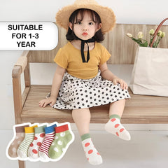 MOMISY 5 Pairs Baby kids Girl Boys Toddlers InfantmCotton Stretch Baby Socks (IN, Age, 1 Year, 3 Years, PolkaStripe)