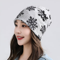 MOMISY Women Unisex Winter Beanie Hat & Neck Warmer | Knitted Multifunctional Scarf Cap with Letter Print | Warm Pullover Hat (in, Alpha, Free Size, GreyStar)