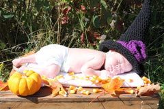 MOMISY Handmade Cute Newborn Baby Photography Props Outfits Knit Crochet Hat -Black Purple