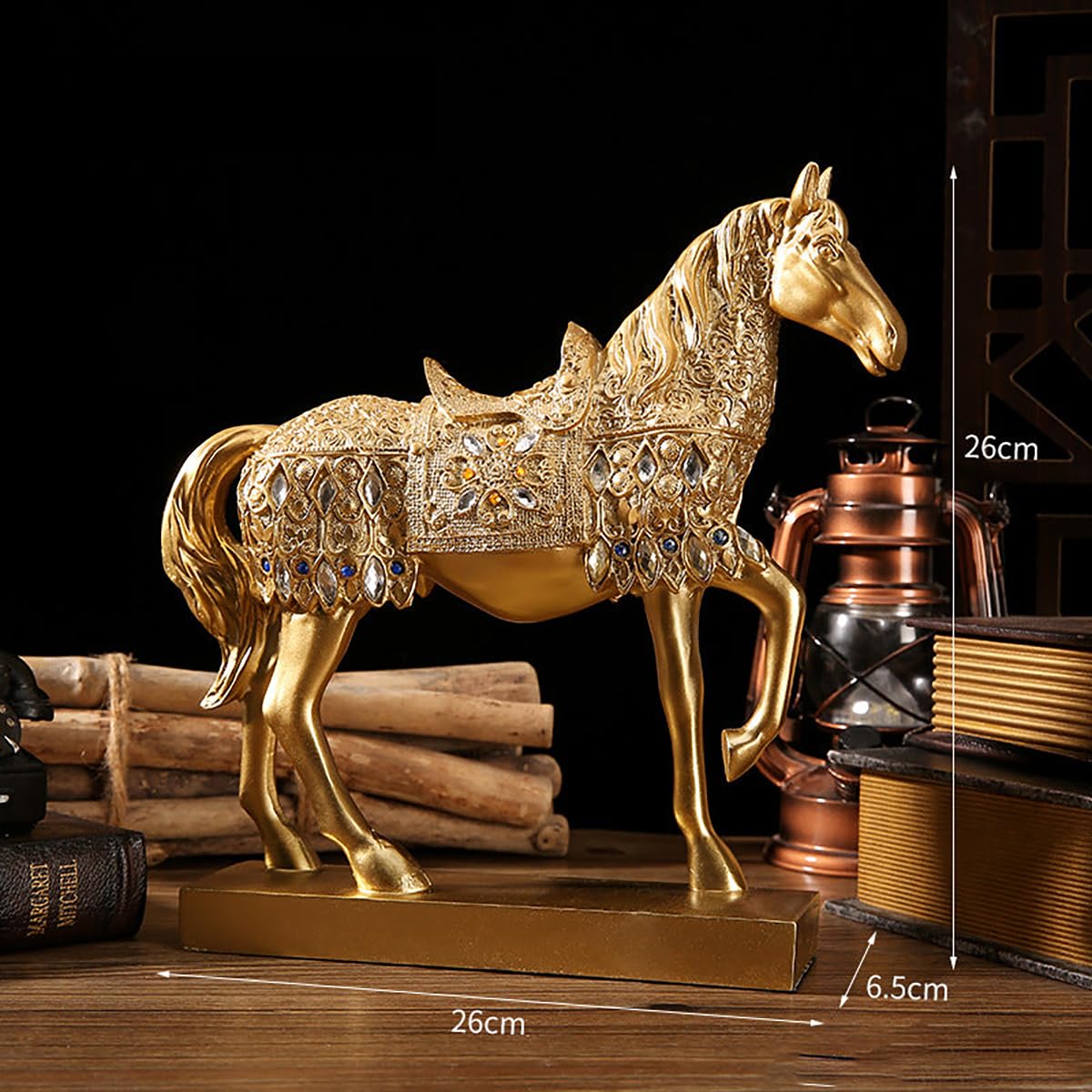 SYGA Lucky Golden Horse Ornaments Living Room TV Cabinet Wine Cabinet Decorations