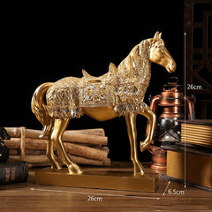 SYGA Lucky Golden Horse Ornaments Living Room TV Cabinet Wine Cabinet Decorations