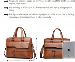 SYGA Men's Leather Briefcase Laptop Handbag Shoulder Messenger Bag Genuine Leather Retro Crossbody Personality Business Office College Travel Weekend - Black