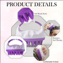 MOMISY Scalp Massager Shampoo Brush, Eco-Friendly Wheat Straw Body With Soft Silicon Bristles, Hair Scalp Scrubber, Scalp Exfoliator | Dandruff Removal (Purple)