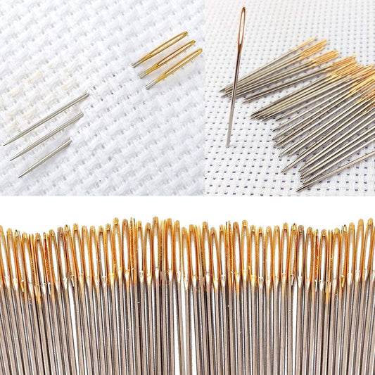 SYGA Large-Eye Needles Stainless Steel Yarn Knitting Weaving Stringing Sewing Needles Darning Needle Crafting Crochet Projects - 11 Pieces