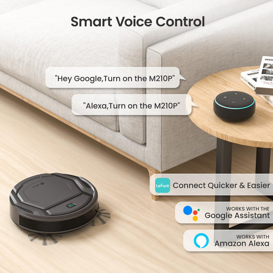 LEFANT M210P Robot Vacuums, 120mins Runtime, 6 Cleaning Modes, Self-Charging Robotic Vacuum, Ideal for Hard Floor(M210P Black), 2200 Pa