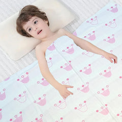 SYGA 110 cm Baby Swaddle Reversible Blanket 6 Layer Muslin 100% Cotton Stroller Cover Receiving Blankets_CrownPink