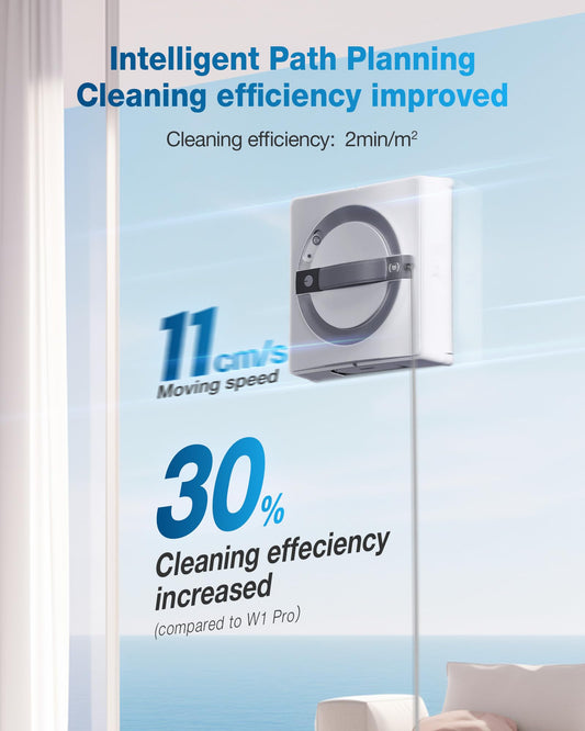 ECOVACS Winbot W2 Pro Omni Portable Window Cleaning Robot,Intelligent Cleaning with Three-Nozzle Wide-Angle Spray Technology,Win SLAM 4.0 Path Planning,Deep Edge Cleaning,5500Pa Suction Power,White