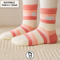 MOMISY 5 Pairs Baby Kids Girl Boys Tube Socks Toddlers Comfortable Ankel Length gifts (IN, Age, 0 Months, 12 Months, Heart)