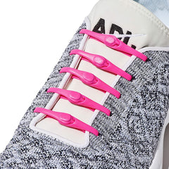 MOMISY Elastic Shoelaces Stretchy Silicone Elastic Special No Tie Shoe Laces for Children and Adults Lazy Tieless Suitable for All Shoes-RoseRed, 14Pcs