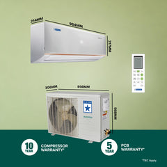 Blue Star 1.5 Ton 3 Star Hot and Cold Inverter Split AC (Copper,Convertible 5 in 1 Cooling, Smart Ready, AI Pro, Multi Sensors, Dust Filter, Blue Fins, Self Diagnosis, IC318DCUHC, White)
