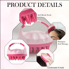 MOMISY Scalp Massager Shampoo Brush, Eco-Friendly Wheat Straw Body With Soft Silicon Bristles, Hair Scalp Scrubber, Scalp Exfoliator | Dandruff Removal (Pink)