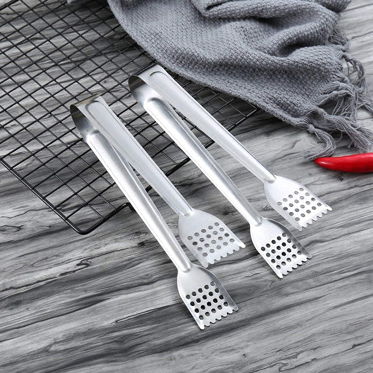 SYGA 1 Piece Stainless Steel Perforated Food Clip Bread Clip Barbecue Steak Food Clip