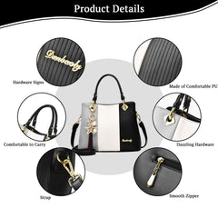SYGA Handbags for Women with Multiple Internal Pockets in Pretty Color Combination, Women's Satchel Handbag(BLACK)