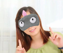 SYGA Cartoon Sleep Eye Mask Adjustable Head Strap Funny Eye Mask for Sleeping_Grey