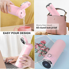 SYGA Stainless Steel Vacuum Flask Thermos Water Bottle Insulated Non-Pushable Suction Cup Coffee Cup Non-Pourable Cup Bottle 420ml (Black)