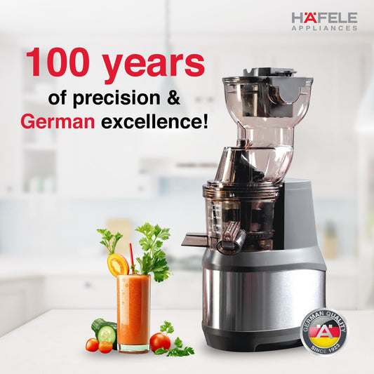Hafele MAGNUS Cold Press Slow Juicer| 83mm Wide Chute| All-in-1 Fruit & Vegetable Juicer| 35RPM Speed for Max Nutrition| Stainless Steel Body| BPA Free Container| 250W