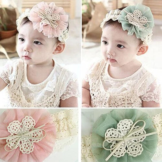 SYGA Pack Of 5 Pcs Baby Headbands Nylon Soft Flower Strechable Hairbands Bow Headband Newborn Infant Toddlers Kids 0-3 Year(Multicolor)