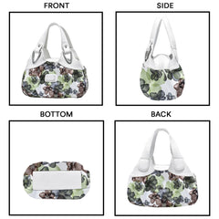 SYGA Women's Printed PU Leather Hobo Bag, Multiple Colors and Patterns, Crossbody Shoulder(WHITE FANTASY GREEN FLOWERS)
