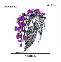 SYGA Brooch Pin Fashion Crystal Rhinestone Jewellery Pin Vintage Clothing Accessories Decoration Hollow Leaf Style Rose Red Brooches For Men's & Women- S232