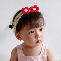 SYGA 3 Pcs Baby Girl Headband Soft Flower Bow Strechable Hairband Suitable For Newborns, Infants, Toddlers and Kids 0-3 Years(Color - 1036)