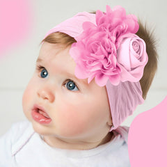 SYGA Baby Headbands Girls Rose Flower Nylon Strechable Hairbands For Newborn Infant Toddlers Kids 0-3 Year (Blue)