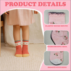 MOMISY 5 Pairs Baby kids Girl Boys Toddlers InfantmCotton Stretch Baby Socks (IN, Age, 1 Year, 3 Years, Pink Flower)
