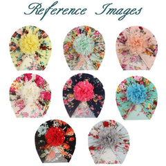 SYGA Baby Turban Hat, Toddler Beanie Cap Infant Hat 6 Month-4 Years Cotton Floral Baby Cap Headwear Unisex with Big Flower Soft Cute Hat