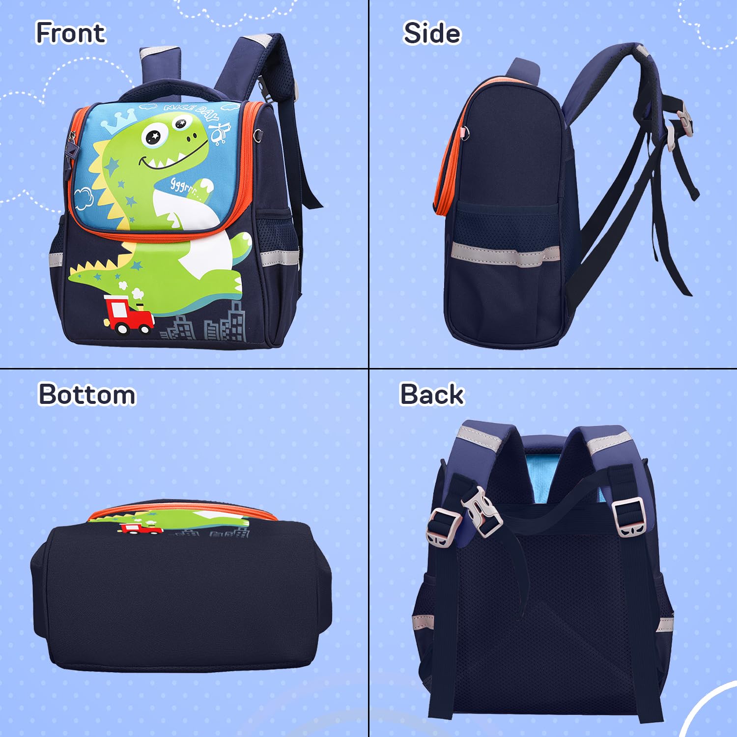 SYGA Children's Backpack, Cute Cartoon Nylon Schoolbag, Suitable for 3-6 Years Old(Kitten-Rose Red)