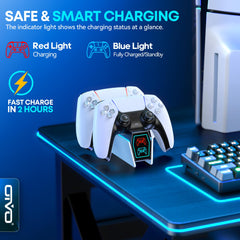 OIVO PS5 Charging Station, 2H Fast PS5 Controller Charger for Playstation 5 Dualsense Controller, Upgrade PS5 Charging Dock with 2 Types of Cable, PS5 Charger for Dual PS5 Controller