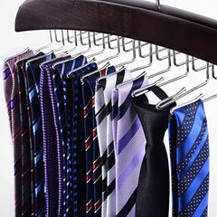 MOMISY Tie Belt Clothes Wooden Closet Hanger Tie Storage Racks Wood Belt Hanger Multipurpose Wardrobe Organizers for Men Women Belt Tie Scarf Messenger Bag Supplies (24 HooksBlack)