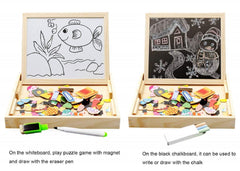 SYGA Wooden Kids Educational Toys Magnetic Easel Double Side Dry Erase Board Puzzles Games