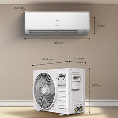 Godrej 1.5 Ton 3 Star, 5 Years Comprehensive Warranty, AI Powered, 5-In-1 Convertible Cooling, Inverter Split AC (Copper, 2025 Model, Heavy duty cooling at 52 Â°C, AC1.5T EI 18P3T WZT 3S, White)