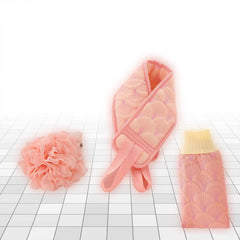 SYGA 3 PCS Set Of Sponge Bath Towel Pull Back Strap Flower Bath Gloves For Men And Women Cleaning And Soaking