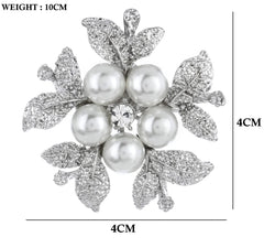 SYGA Brooch 5 Pearl Fashion Crystal Rhinestone Jewellery Pin Vintage Accessories Decoration Clothing Brooches for Women Girl - 5 Pearl Leaf