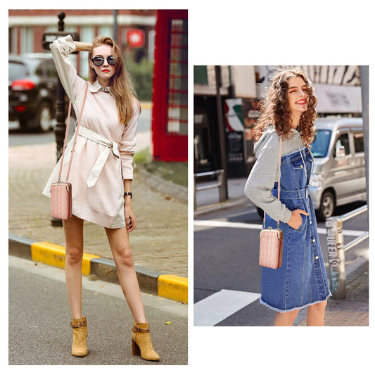 SYGA Women's Mobile Phone Bag Single Zipper Shoulder Crossbody Bag Multifunctional Shoulder Bag Fashion Pink Vertical Wallet Large Quantity Preferential