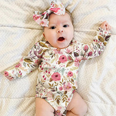 MOMISY Floral Romper with Hairband Photoshoot Photography Props Costume (White Rose)