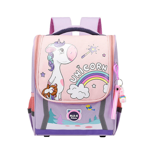 SYGA Children's Unicorn Print Schoolbag, Waterproof Oxford Cloth Backpack, Suitable for Ages 3-7 Years (Watermelon Red)