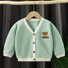 MOMISY Cotton Blend Baby Boy & Girls Sweater Jacket Front Open Cardigan (1 to 2 Years, Light Green)