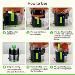 Rico 350W Electric Juicer made with Japanese Technology | ISI Marked & Fully Automatic | Portable, Compact Design, Slow Juicing Process to Extract Maximum pulpy Juice from Fruits & Vegetables