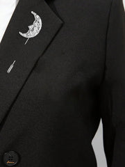 SYGA Men's Retro Crystal Flower Lapel Pin, Small Suit Brooch with CZ Stones, Silver