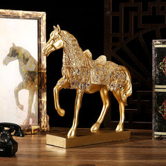 SYGA Lucky Golden Horse Ornaments Living Room TV Cabinet Wine Cabinet Decorations