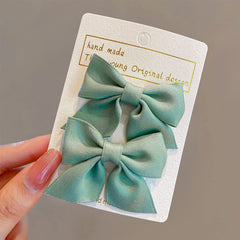 SYGA 2Pcs Baby Girl Hair Pin Bowknot Duckbill HairClips Children Girl Headdress Hairpin Hair Accessories (Blue)