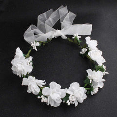 SYGA Flower Tiara and Bracelet Set Pearl Flower Headband and Foam Flower Bracelet Bridesmaid Floral Hair Bands Floral Garland for Women Bride Wedding Vine Tiara Bridal Crown Hair Accessory - Blue