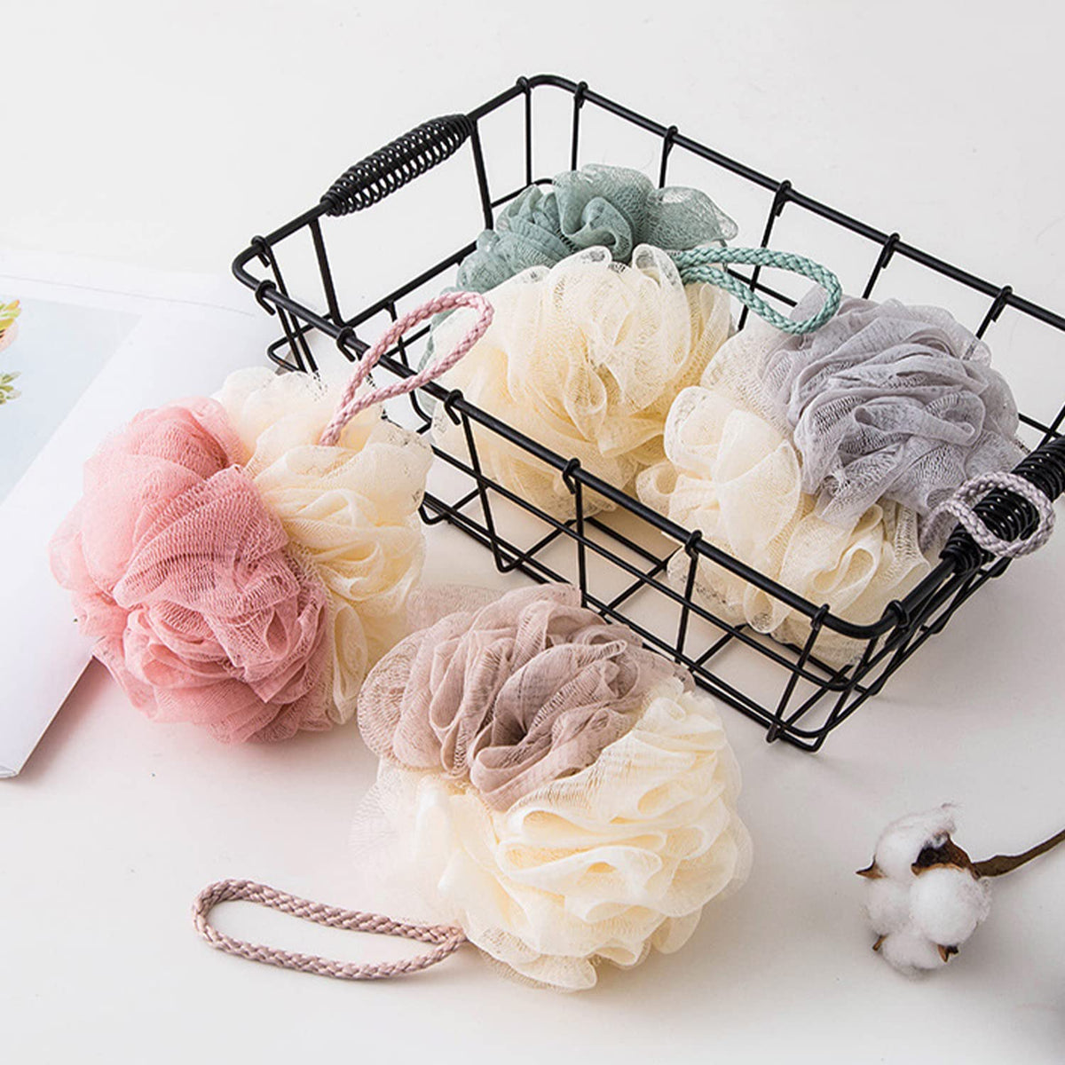 SYGA 2 Pcs Bath Ball Large Soft Anti-scattering Matching Bath Flower Adult Home Bath Ball Wipe Random Color