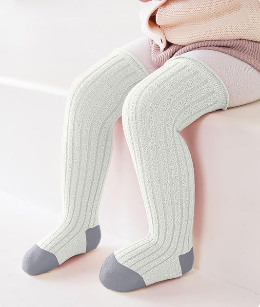 SYGA 2 Pair Baby Socks Soft & Cozy Cotton Blend Socks for Infants and Toddlers Size -M Suitable For 1-3 Years(Pink&Grey)