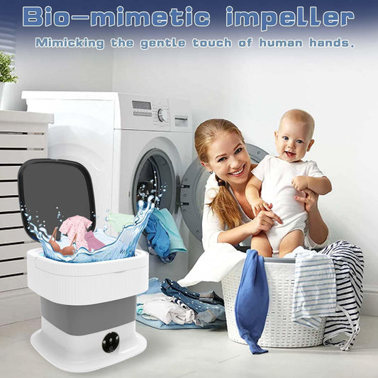 Glorial Star Foldable Mini Portable Washing Machine for Clothes, Baby Laundry & Travel | Compact Electric Washer with Spin Basket & Drain Function (Big Machine)