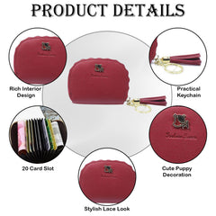 MOMISY PU Leather Women's Credit Debit Card Holder Money Wallet Purse Clutch (20 Slots Maroon)