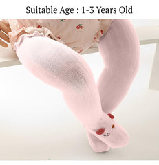 SYGA Baby Long Socks Cotton, Over the Knee, No Tightness, High-Top, Cute Design - M Size, Suitable for 6-12 Months (White)