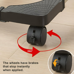 STANSY Adjustable CPU Trolley Stand with Wheels, Movable Computer Cabinet Holder, Expandable Rolling Stand for Desktop PC, Gas Cylinder, Water Dispenser, Heavy Duty Base, Black